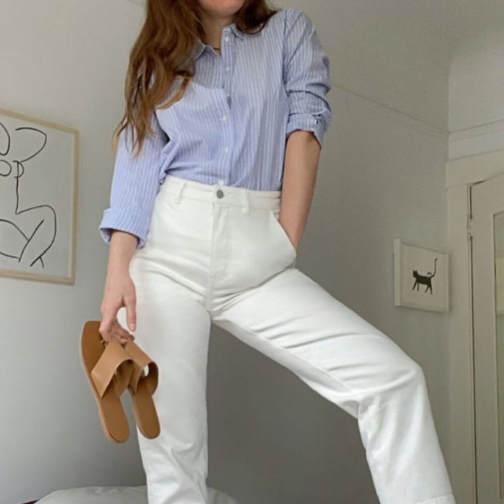 Everlane Straight Leg Crop Pant, White